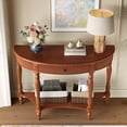 thumbnail image 3 of Atumcto Half Moon Console Table with Drawer and Shelf, Fluted Entryway Sofa Table with Roman Column Legs for Hallway and Living Room, Walnut, 3 of 11