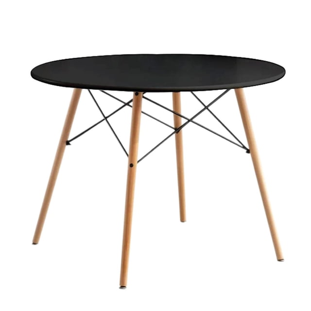 Mesa Eames Redonda 80 CM Minimalista Con Madera negro