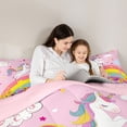 thumbnail image 4 of Manfei Dreamy Unicorn Pattern Twin Comforter Sets,Kawaii Flowers Bedding Set,Pink,Pink Reversible,2-Piece,1 Comforter and 1 Pillowcase, 4 of 7