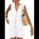 thumbnail image 1 of Conjuntos de Verano de 2 Piezas para Mujer, Sin Mangas, con Cuello en V, Abotonado, Chaleco y Pantalones Cortos con Bolsillos. XL, 1 of 9