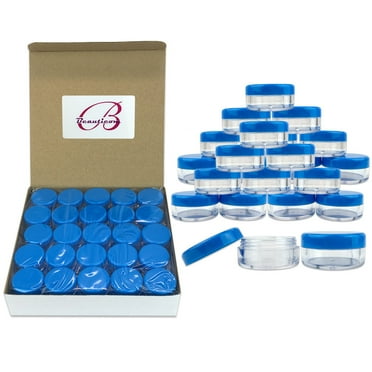 5G/5ML Plastic Clear Cosmetic Sample Jars with Blue Lids