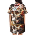 thumbnail image 3 of Lsque Rose Floral Skull Women's Short-Sleeved Pajama Set - 2 Piece Soft and Lightweight Sleepwear Set-XX-Large, 3 of 9