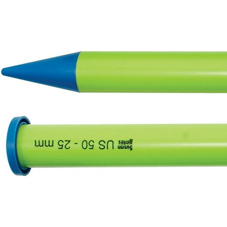 Susan Bates Luxite Single Point Knitting Needles, 14", Size 50, Lime with Blue