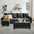 thumbnail image 3 of Pingliang Home Sectional Sofa with 2 Storage Ottomans,L Shaped 4 Seat Sofa Couch with Coffee Table Ottoman,Modern Linen Sofa for Living Room,Apartment,Office,Studio,Dark Gray, 3 of 13