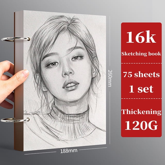 Xihbxyly Cuaderno de Arte Desmontable, Papel Grueso para Proteger La Tinta, Versátil para Dibujar, Escribir En Diario y Tomar Notas, Tamaño Portátil para Mochila, 32 K (130 X 188 Mm) / 16 K (188 X 26