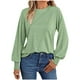 thumbnail image 3 of Conjuntos de trabajo para mujer,Blusa informal de color liso para mujer, cuello redondo, manga larga, tela acrílica, cómoda para uso diario, sopatenor, 3 of 9