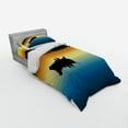 thumbnail image 3 of Ambesonne Nature Bedding Set 4 Pcs, Sunset at Lake Fishing, Queen, Orange Blue, 3 of 3