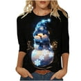 thumbnail image 2 of LEKWK Women's Christmas Blouses Xmas Tree Crew Neck 3/4 Sleeve Tops Christmas Crew Neck Women Holiday Womens Festive Christmas Tops, 2 of 5