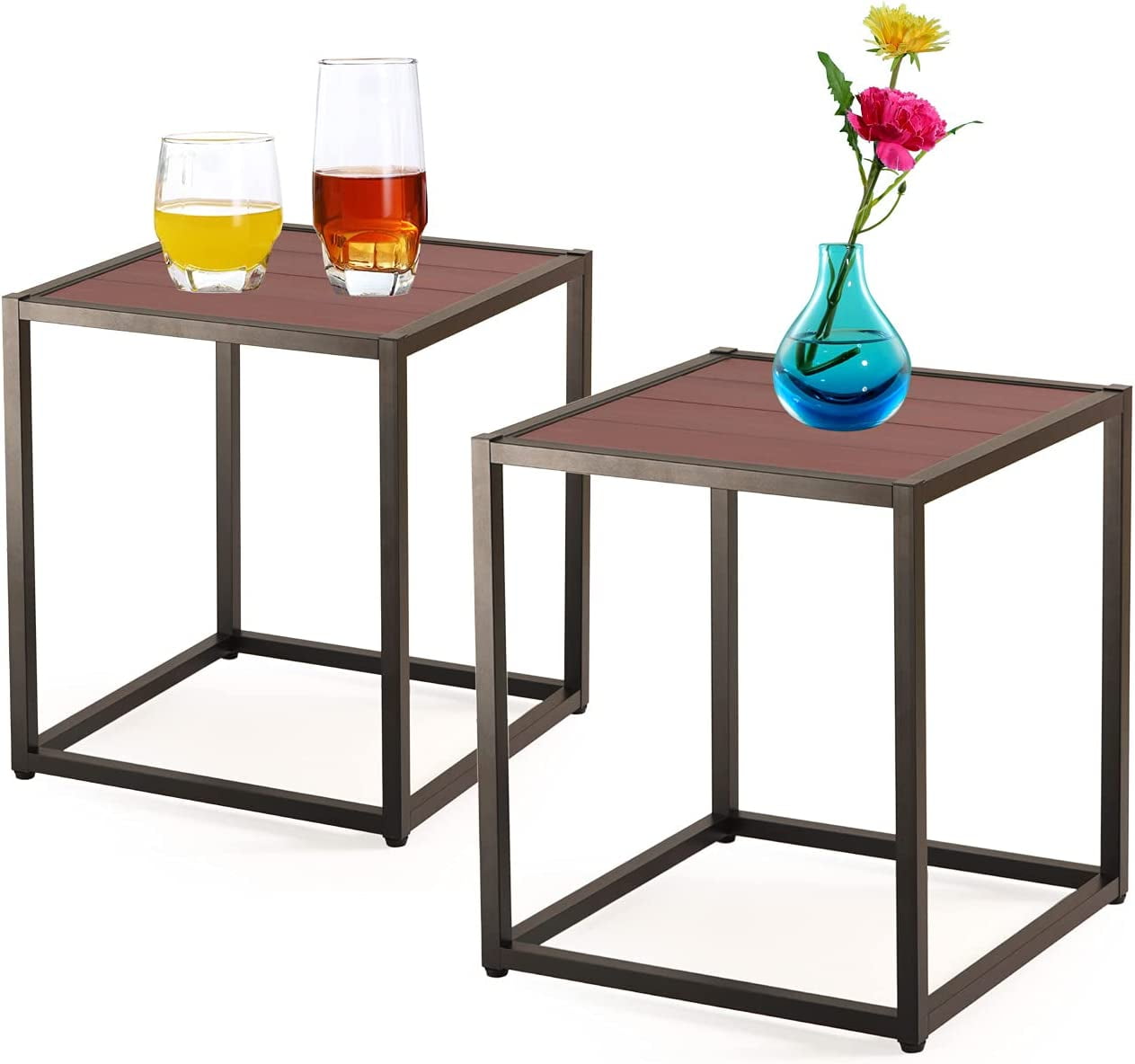 ZXNYH Outdoor Side Tables, Outdoor Table Set of 2, Aluminum Patio Table