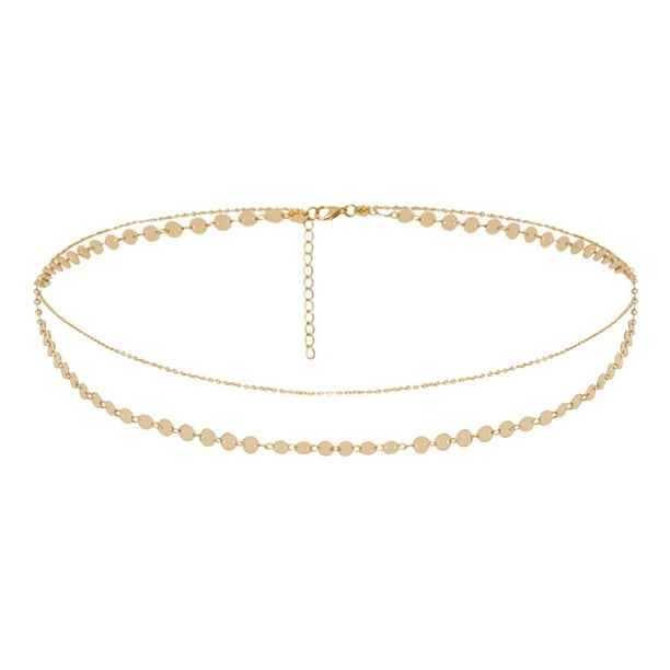 Cadena de Cuerpo para Mujer Yinane Cadena del Cuerpo del Bikini de Lentejuelas Dorado