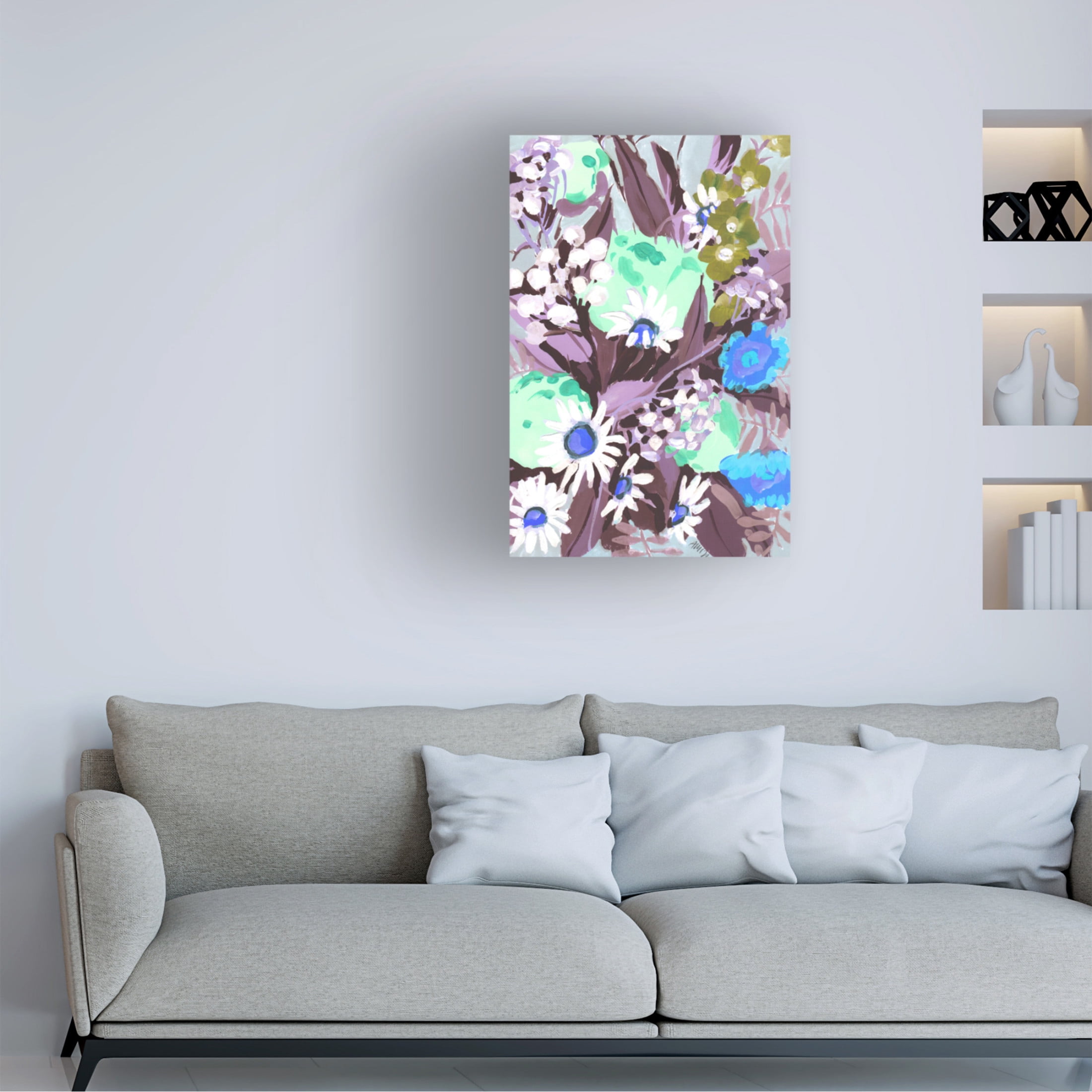 Trademark Fine Art Ania Zwara Daisies On Purple Grass Canvas Wall Art