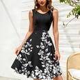 thumbnail image 3 of qucoqpe Summer Dresses for Women 2026 Fashion Floral Print Sleeveless Crew Neck Loose Fit Casual Midi Tank Dress, 3 of 7