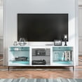 thumbnail image 3 of Fireplace TV Stand with LED Lights TV Console for TVs up to 70" Entertainment Center with Adjustable Glass Shelves White, 3 of 11