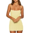 thumbnail image 2 of Women's Bodycon Mini Dress Summer Spaghetti Strap Square Neck Solid Color Tight Dress Clubwear, 2 of 10