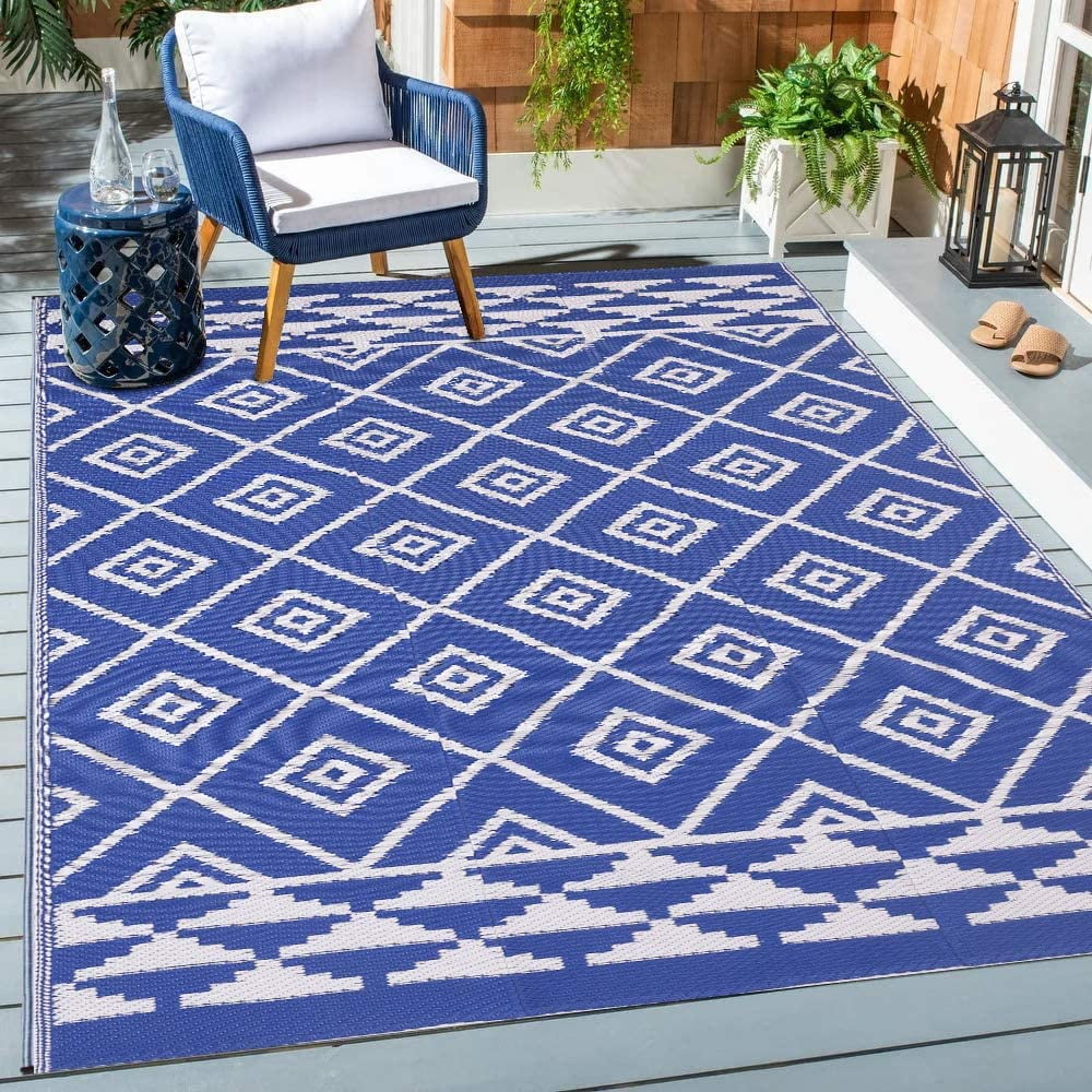 Outdoor Rug 5' x 8' Waterproof Plastic Straw Reversible Mat Backyard Clearance Patio Rug for RV Deck Picnic Camping Beach 