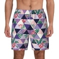 thumbnail image 2 of Picia Plaid Flamingo pattern Mens Swim Trunks with Compression Liner Stretch Beach Shorts Quick Dry with Zipper Pockets No-Chafing Board Shorts-Small, 2 of 9