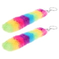 thumbnail image 2 of 2 llaveros de peluche arcoíris para mujer, con tiras de peluche, adornos para llaveros., 2 of 6