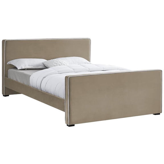 Meridian Furniture Dillard Beige Velvet Full Bed