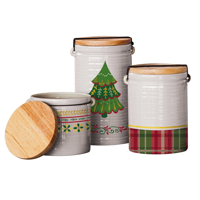 Christmas Traditions Ceramic Canisters, Set of 3