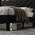 thumbnail image 7 of iPormis Full Bed Frame with Upholstered Wingback Button Tufted Storage Headboard, Luxurious Platform Bed with Charging Station, Sturdy Wooden Slats Support,No Box Spring Needed, Black, 7 of 7