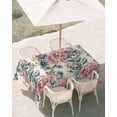 thumbnail image 3 of 60x120 Inch Outdoor Tablecloth with Umbrella Hole Zipper Rectangle Pink Green Floral Rectangular Tablecloths Outside Waterproof Botanical Vintage Watercolor Flower Patio Table Cover for Picnic Party, 3 of 8