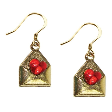 Whimsical Love Letter Charm Earrings in Gold