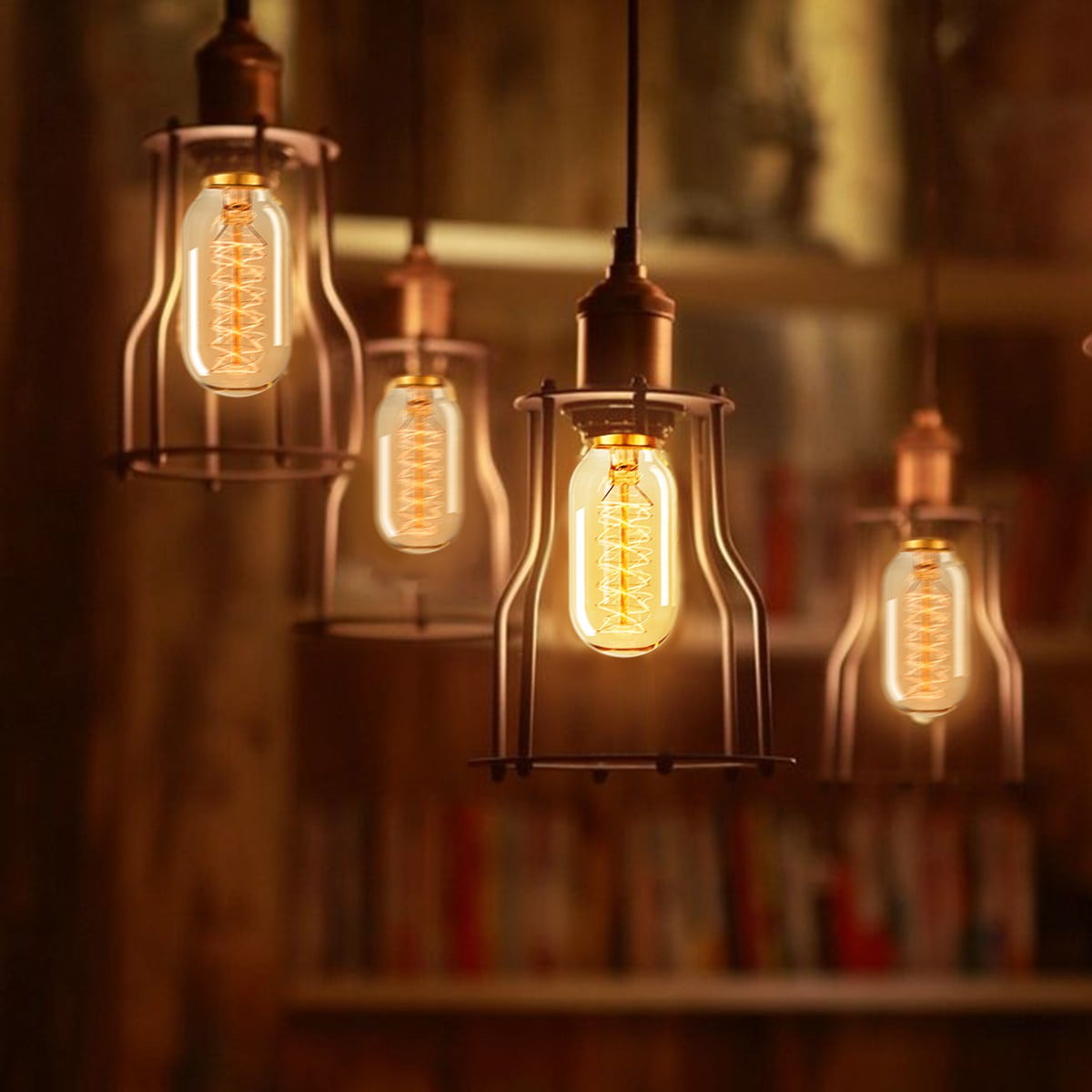 YANSUN 40 Watts Edison Light Bulb, 2700K Warm White 240LM E26 Base Retro Industrial Style T45 Tubular Amber Light Filament Bulb for Decor Dimmable 12 Pack