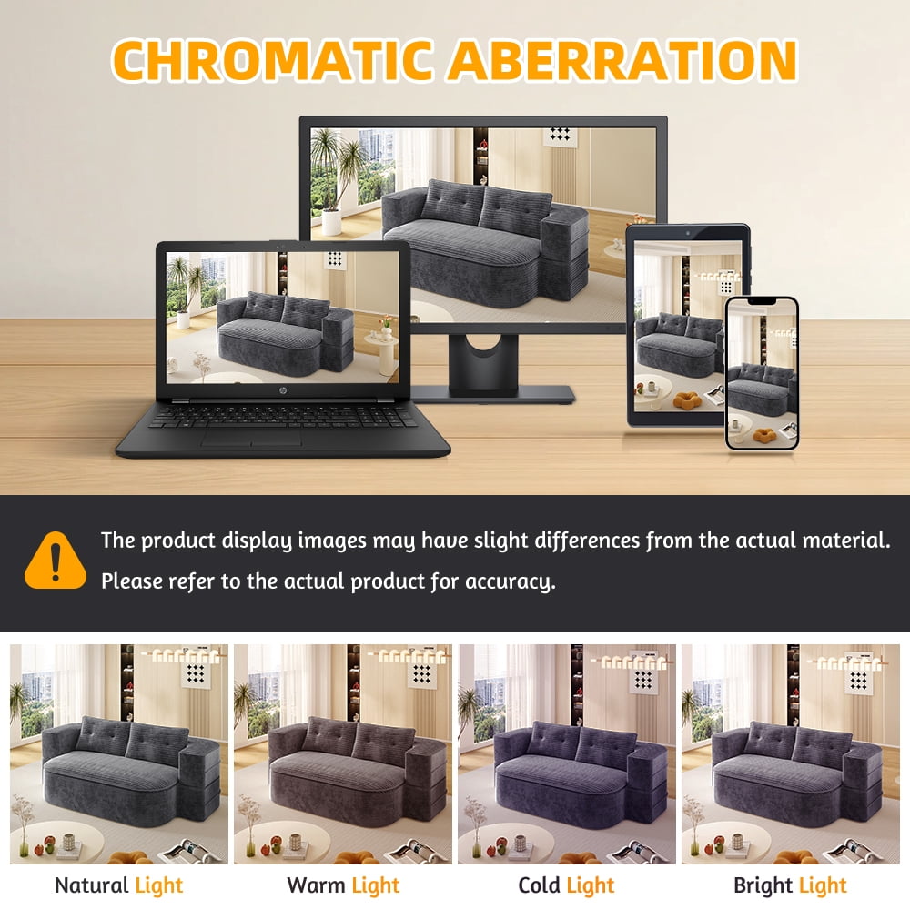 Miniyam 78.7" Wide Convertible Corduroy Sofa Bed, Tufted Futon Couch with No Assembly for Small Spaces, Dark Gray