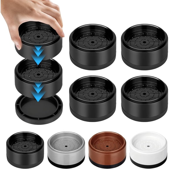 Furniture Risers Bed Risers Heavy Duty 1 inch, 2 inch, 3 inch, 4 inch Round Adjustable Bed Lifts Riser for Desk Table Couch Sofa Chair Refrigerator (Black 4 Pack, 1 Inch)