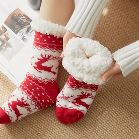 

Christmas Socks Thick Warm Elk Winter Socks Floor Socks Slipper Socks for Women