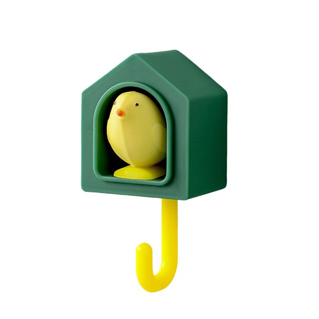 Ganchos Slhljlin para casa de pájaros, gancho de viscosa resistente para colgar en la pared de la cocina, gancho creativo y bonito, sin dejar rastro, sin perforar, gancho para puerta trasera (verde)
