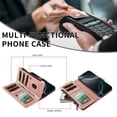 thumbnail image 4 of For iPhone 16 Plus Wallet Case, 9 Card Slots RFID Blocking Crossbody Leather Cover, Zipper Pocket, Detachable Wrist & Shoulder Strap, Magnetic Shockproof Protective Phone Case for Women,Pink, 4 of 11