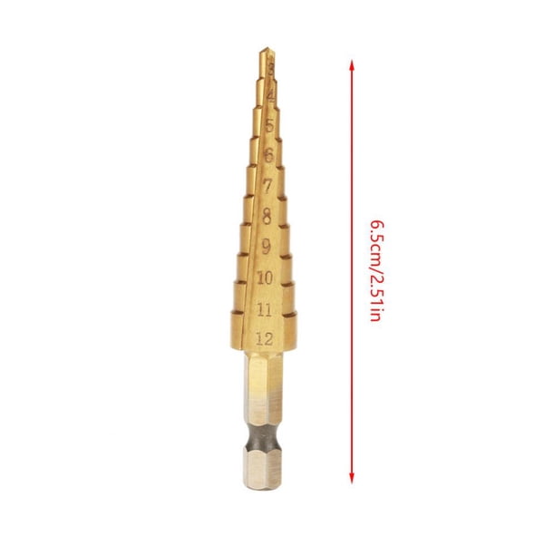 Juego de brocas escalonadas Broca escalonada HSS Broca escalonada HSS, Broca escalonada de acero de alta velocidad Broca escalonada, Broca escalonada Placa de hierro delgada Placa de PVC(3-12mm) Unbranded GS05198-01