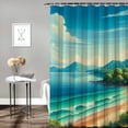 thumbnail image 2 of Awypu Summer Beach Theme Palm Tree Tropical Sandy Sea Ocean Vocation Natural Plant Waterproof Shower Curtain Home Bathtubs Bathroom Curtain Decoration White, 2 of 7