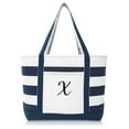 thumbnail image 2 of DALIX Premium Beach Bags Striped Navy Blue Zippered Tote Bag Monogrammed X, 2 of 8