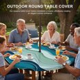 thumbnail image 3 of Round Outdoor Tablecloth with Umbrella Hole and Zipper, Teal Ombre Tablecloth with Elastic Waterproof, Abstract Art Moire Ocean Waves Patio Table Covers for 31" - 35" Picnic Pool Tables, 3 of 9