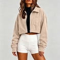 thumbnail image 6 of AloohaidyvioNo Boundaries Womens Cropped Jackets Trendy Lightweight Fall Long Sleeve Lapel Corduroy Zip Up Jacket with Pockets, 6 of 6
