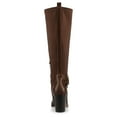 thumbnail image 4 of Journee Womens Avalonn Buckle Strap Knee High Stacked Heel Inside Zipper Comfort Dress Boots, 4 of 9