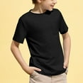 thumbnail image 5 of Cotton T Shirts for Boys Girls Summer Crewneck Short Sleeve Tees Chest Pocket Cozy Base Tops Plain Tshirts (7 Years, Black), 5 of 7