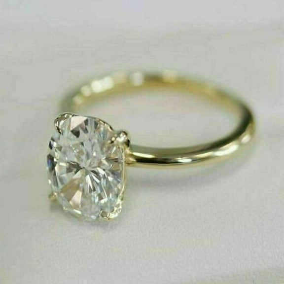 2 Ct Simulated Diamond 14K Yellow Gold Finish Solitaire Engagement Ring
