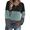 Black/Green/Grey, variant on Womens Fall Fashion Long Sleeve Shirts Color Block Waffle Knitted Tunic Button Decor Tops Casual V Neck Loose Fit Trendy Blouse