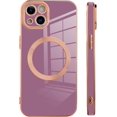 thumbnail image 5 of Compatible with iPhone 13 Case [Support for Magsafe] Magnetic Plating Electroplate Luxury Elegant Case Camera Protector Soft TPU Shockproof Protective Corner Back Cover iPhone 13 Case -Purple, 5 of 12