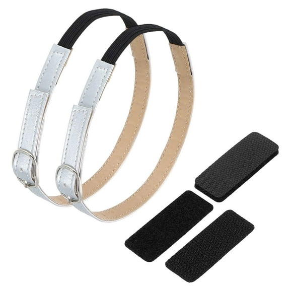 2 Pair Replacement Ankle Straps for Heels Detachable High Heels Shoe Straps Adjustable PU Leather Shoe Bands, Silver