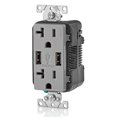 thumbnail image 2 of Leviton Réceptacle Duplex Combiné & Chargeur USB, 20A, Gris, 2 of 4