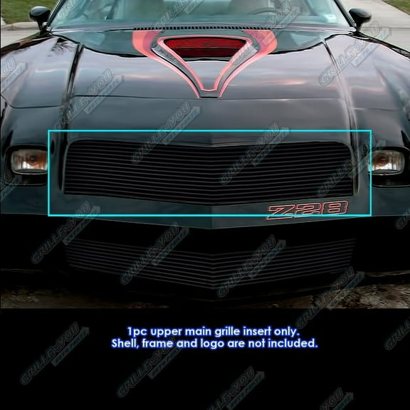 APS Compatible with Chevy Camaro 1978-1981 Main Upper Aluminum Black Horizontal Billet Front Grill Grille Insert C86843H