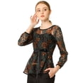 thumbnail image 1 of AllegK Blusas Tops Peplum De Encaje Semitransparente De ManLarCon CintuAnudaPaMujer Verde L, 1 of 6