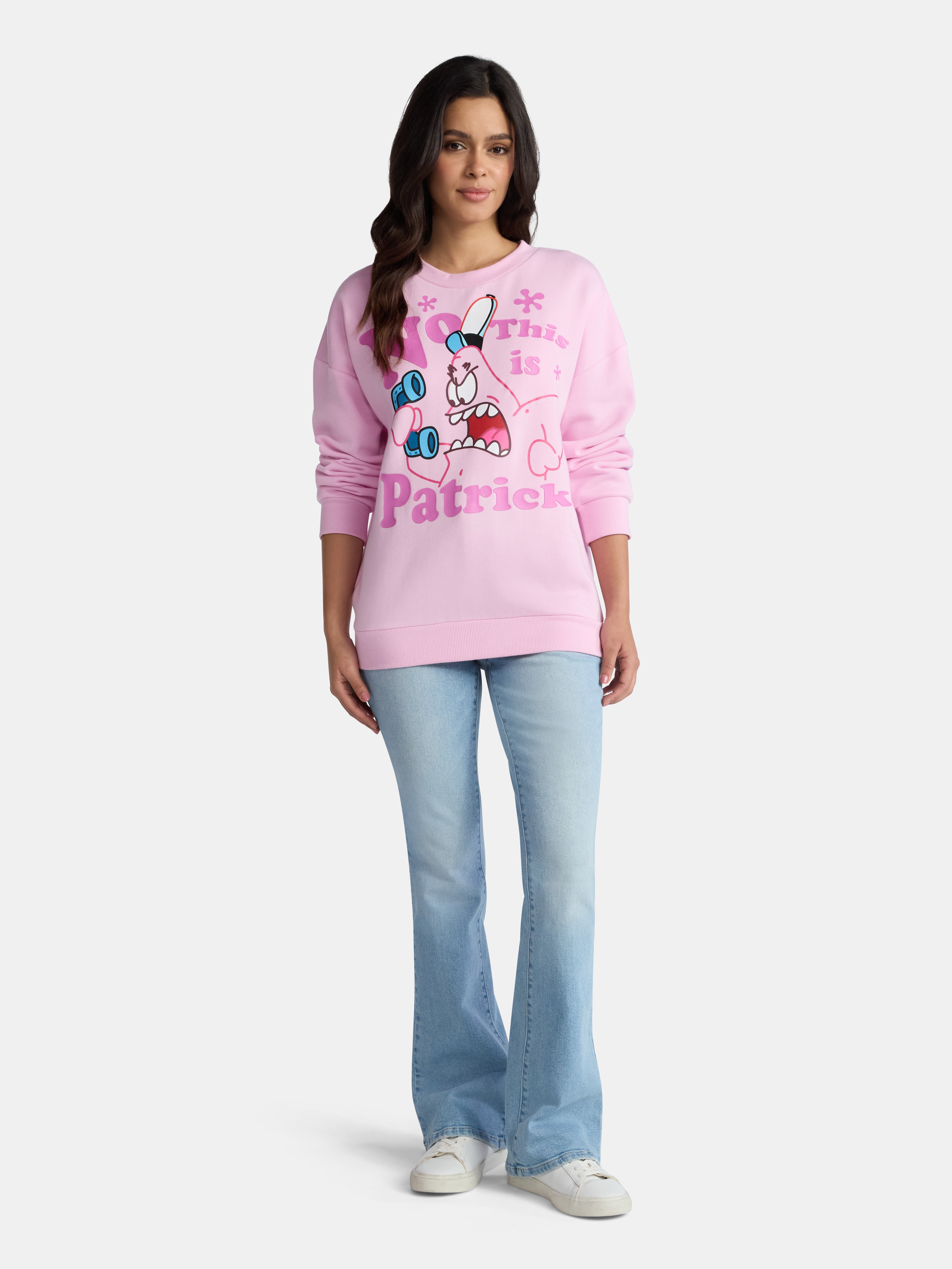 SpongeBob SquarePants Women’s Patrick Star Graphic Crewneck Sweatshirt, Sizes XXS-XXL