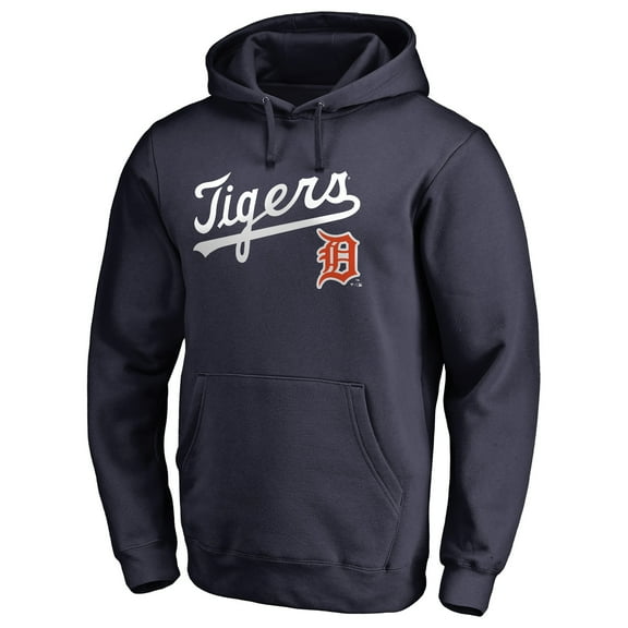 Men's Navy Detroit Tigers Vintage Cooperstown Collection Wahconah Fitted Pullover Hoodie