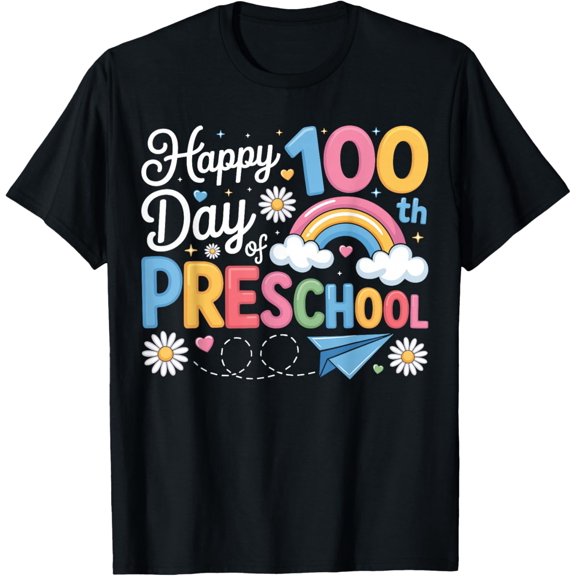 Happy 100th Day of Preschool 100th Day Celebration School Kids Boys Girls T-shirt