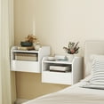 thumbnail image 2 of HOMCOM Set of 2 Floating Nightstand w/ Charging Station Bedside Table White, 2 of 10